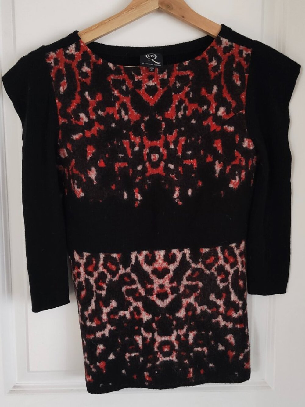 Alexander Mcqueen MCQ black leopard print wool sweater